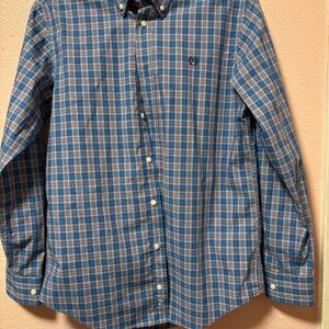 Lauren Ralph Lauren  Classic Blue Navy Red Plaid Oxford Long Sleeve Shirt Size18